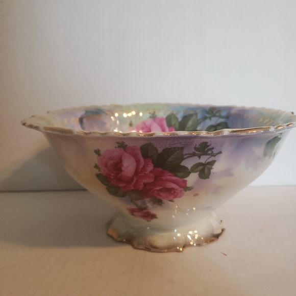 Silesien Germany Large Bowl with Roses - Picture 4 of 9